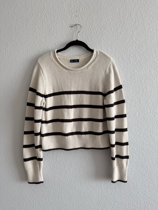 GAP Sweaters - GAP Brown and Cream Striped roll neck Sweater Medium Cotton